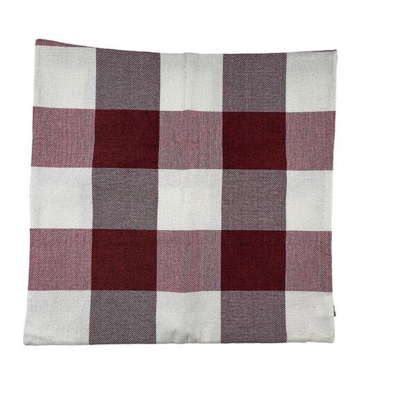 Hwy 50 Pair Throw Pillow Covers Zip Red Buffalo Check 18 x 18 - Picture 5 of 9